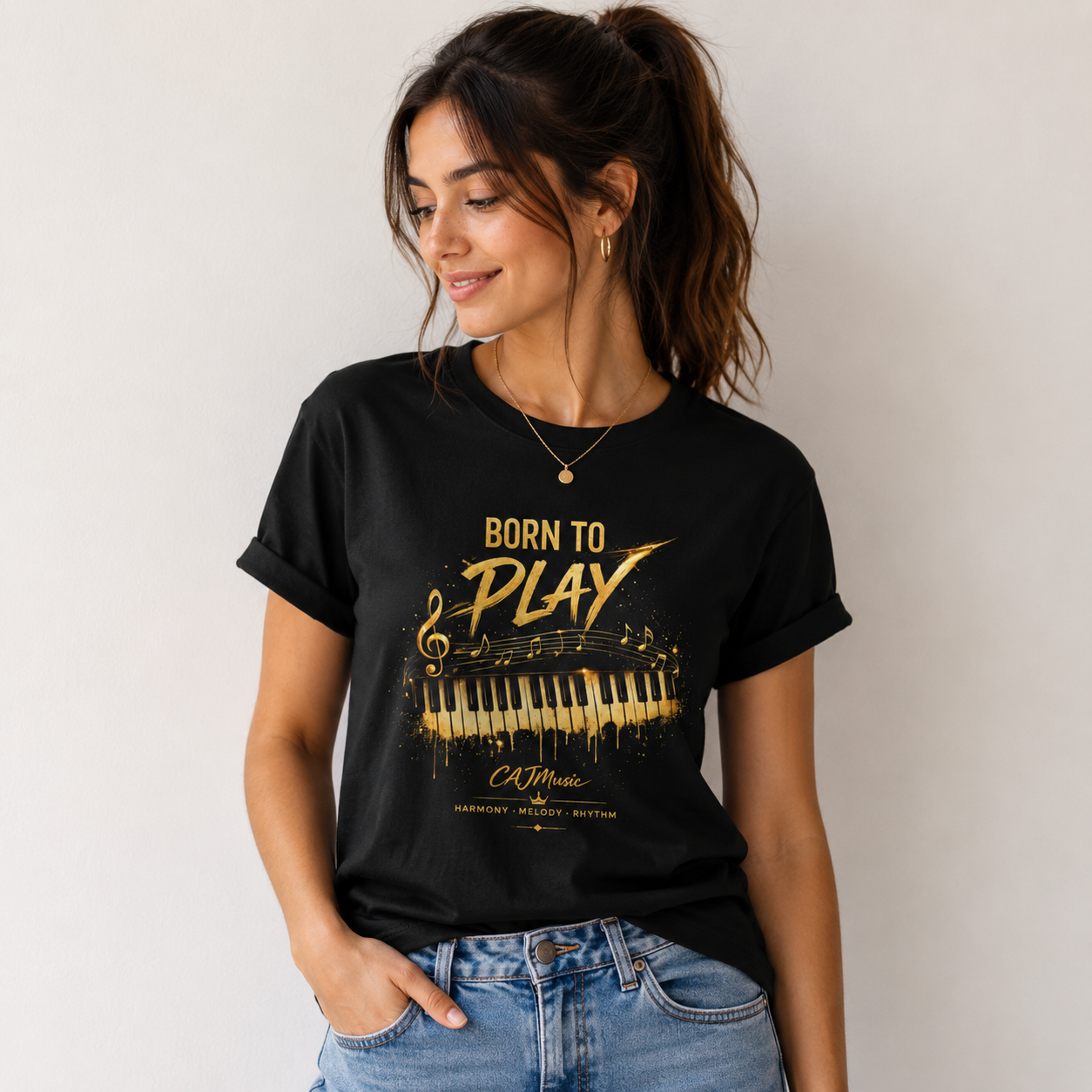 Born to Play Piano T-Shirt —CAJMusic
