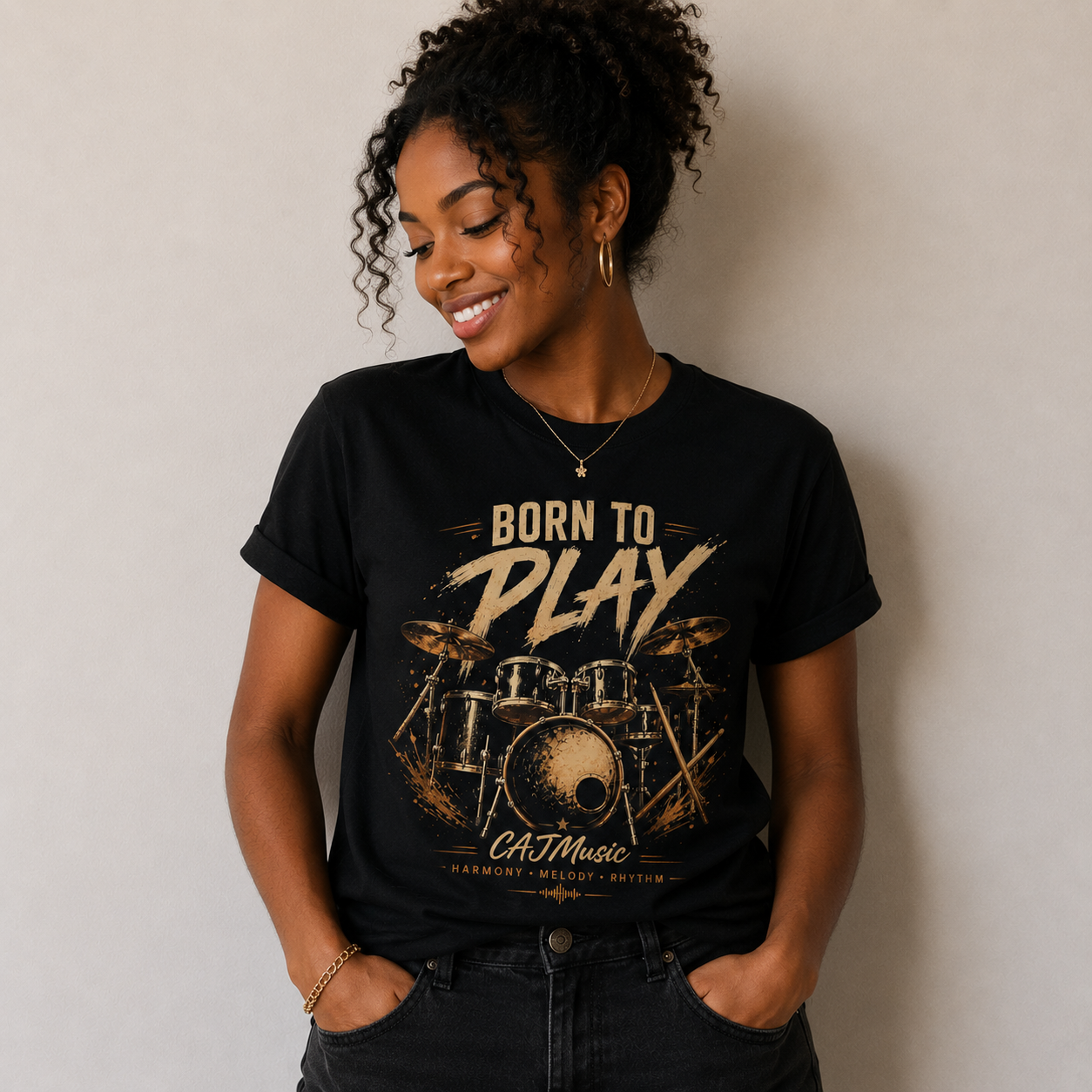 Born to Play Drum T-Shirt —CAJMusic